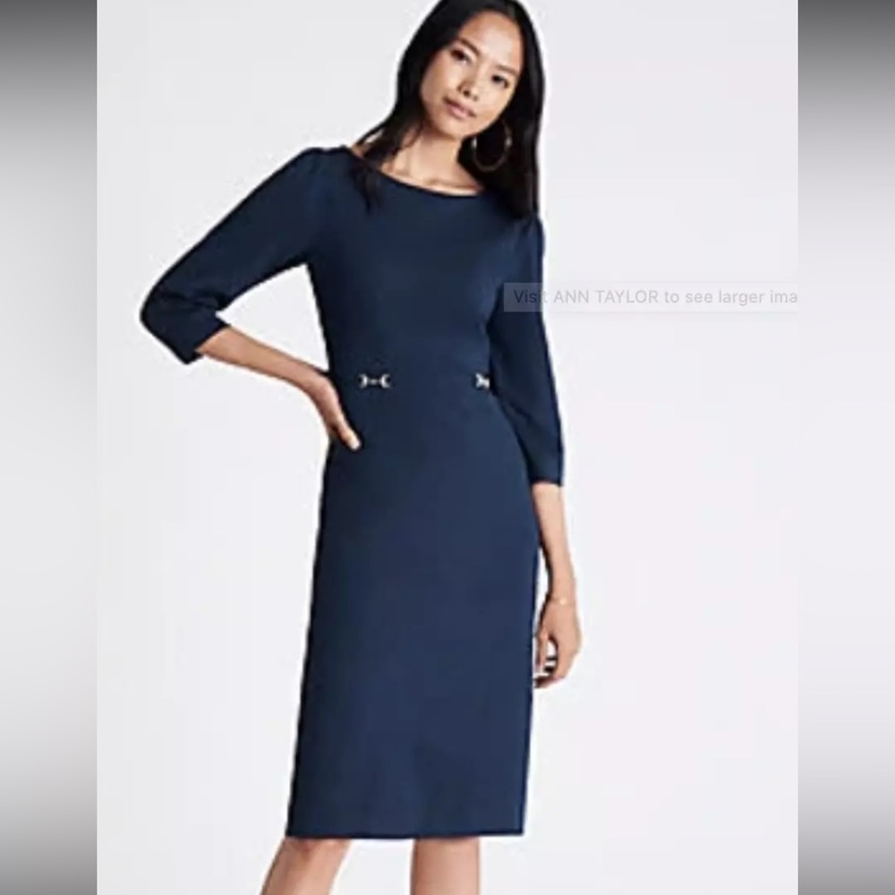 NWT Ann Taylor Ponte Faux Belted Sheath Dress size 0